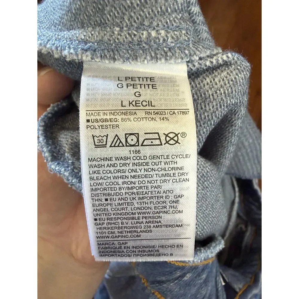 Gap Printed Baggy Sweatpant Jeans Light Wash Sz L PET Casual Comfort Minimalist